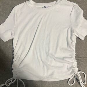 White Ruched Side Women’s Top